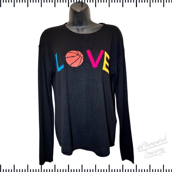 Rachel Zoe [Small] Basketball LOVE Cashmere-blend Black Sweater - EUC - Picture 1 of 6